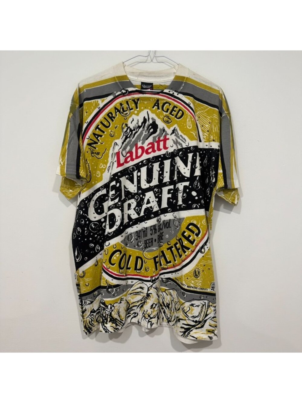 Vintage 1990s Miller Genuine Draft All Over Print AOP Beer T-shirt Size XL